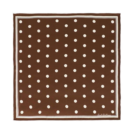 Lost Pattern NYC - Retro Polka Silk Bandana Scarf, Cafe Au Lait