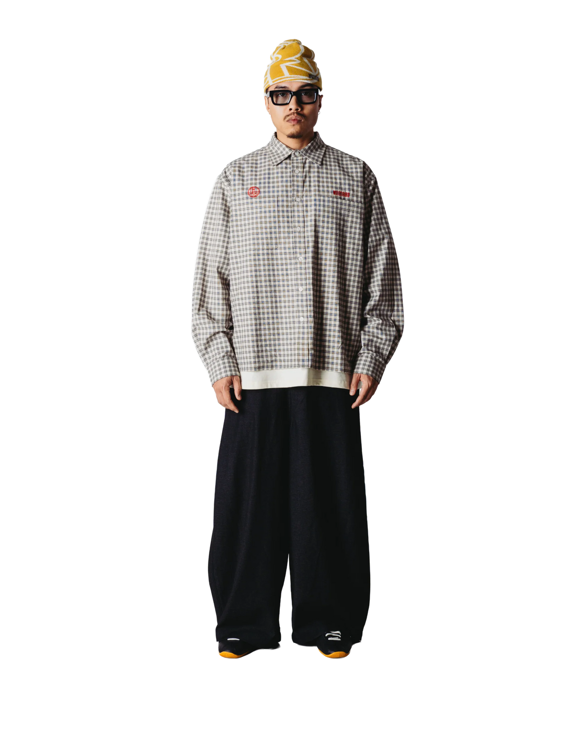 WOODBIRD - Buzo Embroidered Check Shirt, Off White