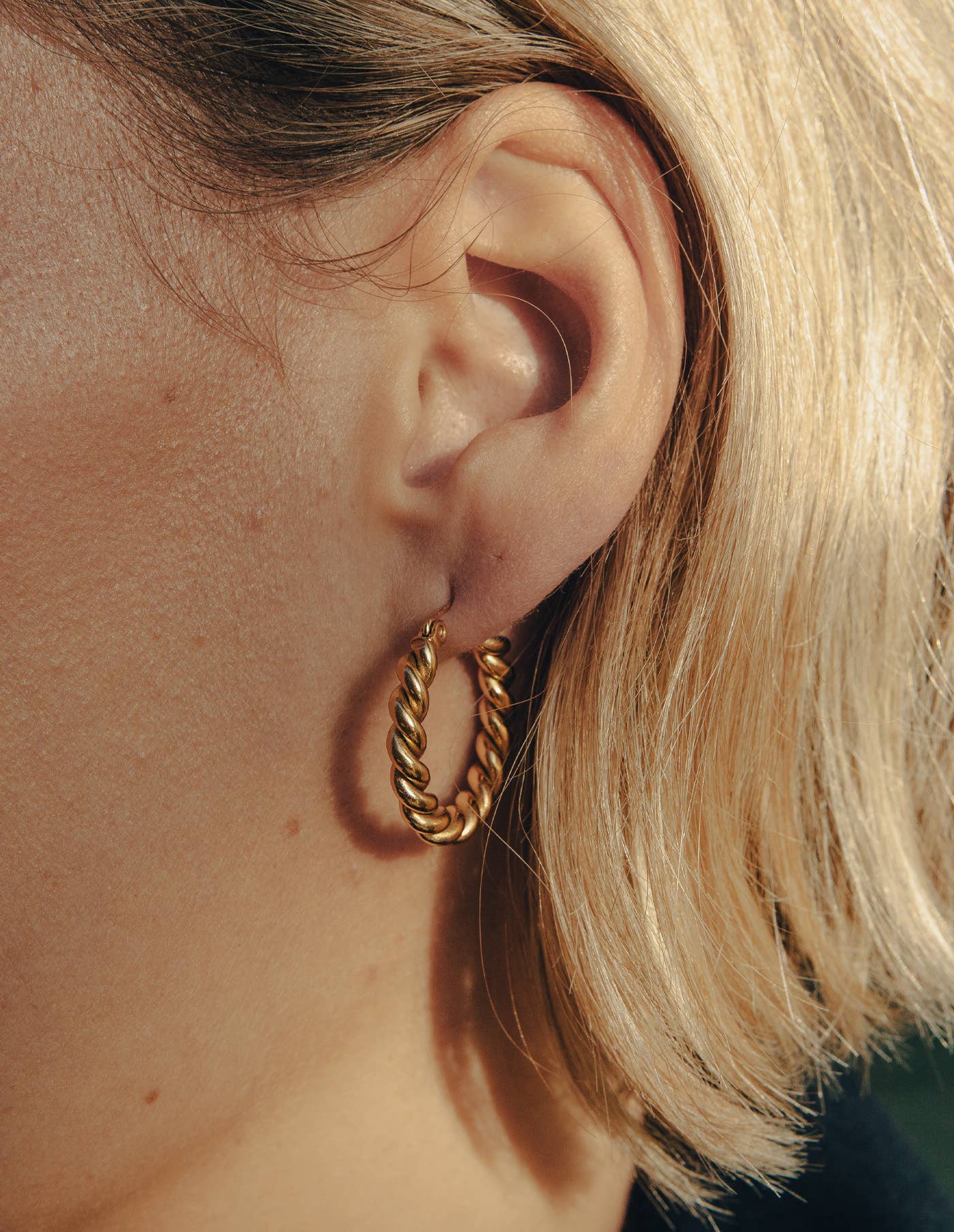 Nordic Muse -  Gold Small Twist Hoop Earrings