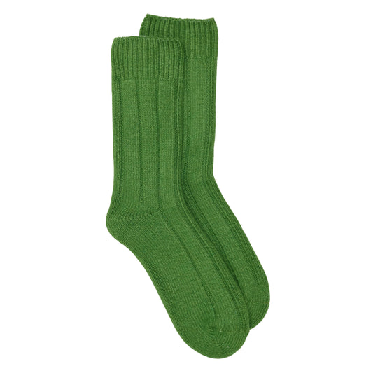 Somerville Scarves - Plain Recycled Wool Ankle Sock, Green