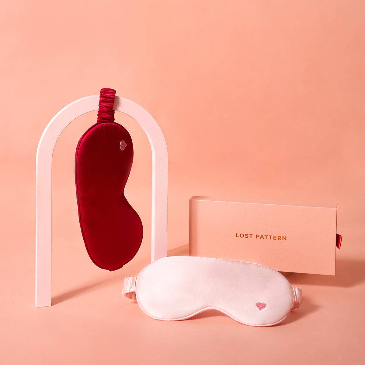 Lost Pattern NYC - Love Heart Silk Sleep Eye Mask - Pink