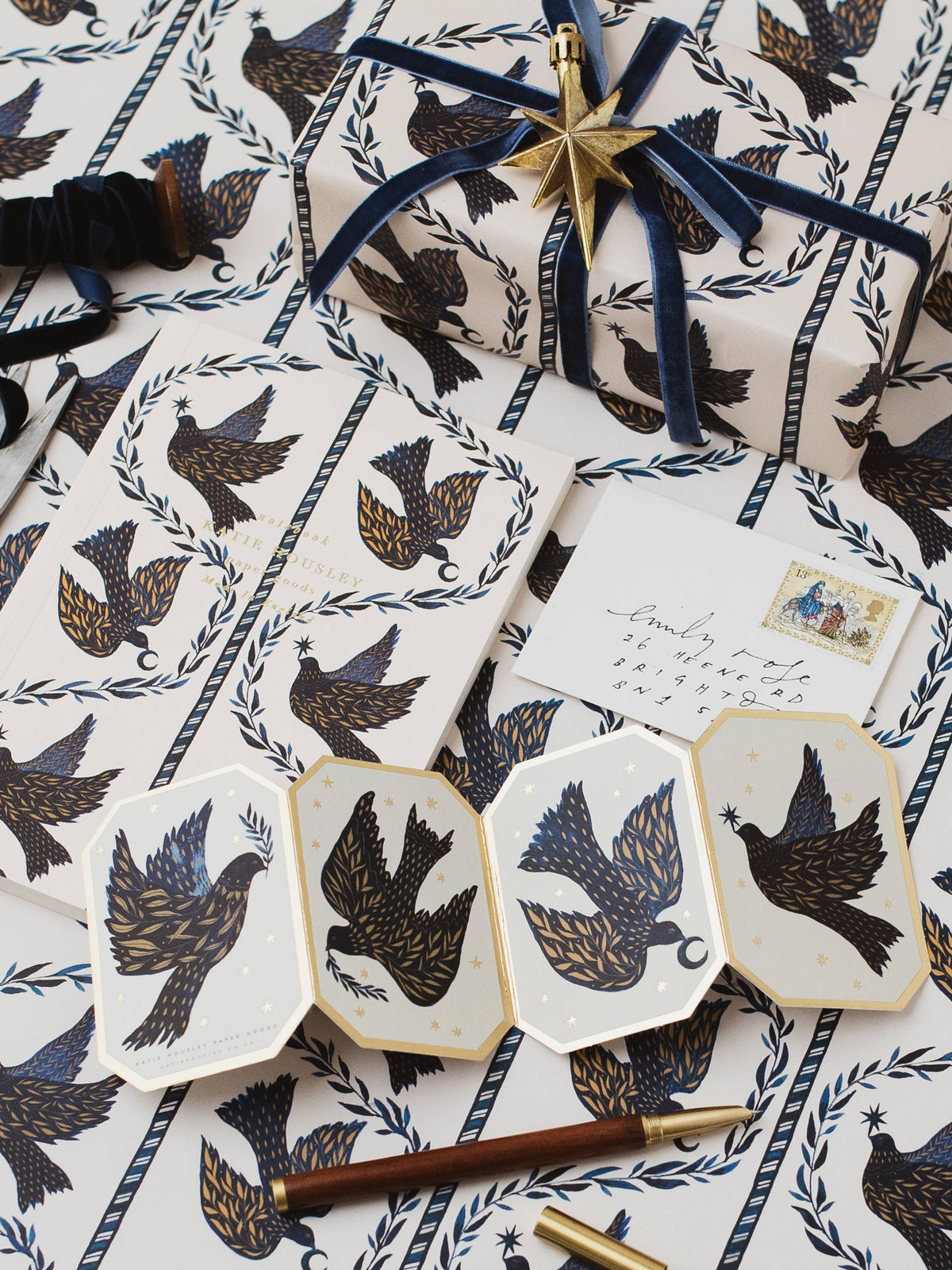 Katie Housley - Christmas Gift Wrap, Dove Stars