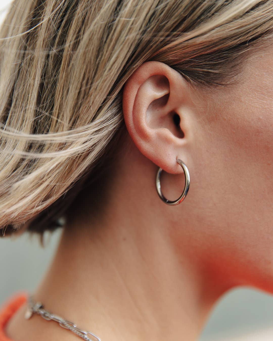 Nordic Muse - Silver Hoop Earrings - 2cm, Waterproof