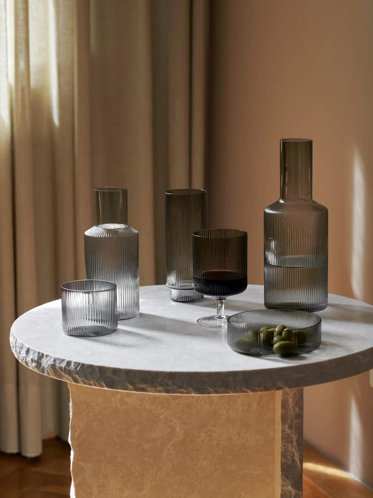 Ferm Living - Ripple Wine Glasses, Smoked Grey (Set of 2)
