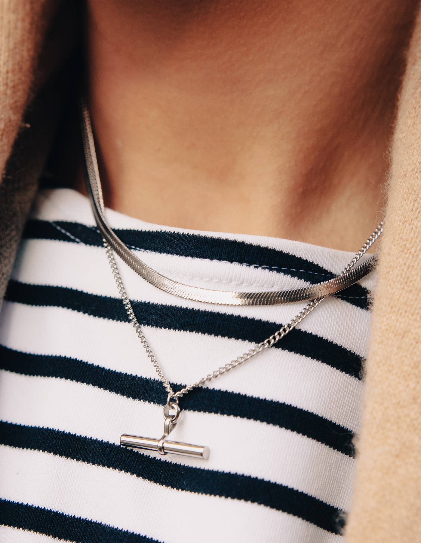 Nordic Muse -  Silver T-Bar Chain Necklace