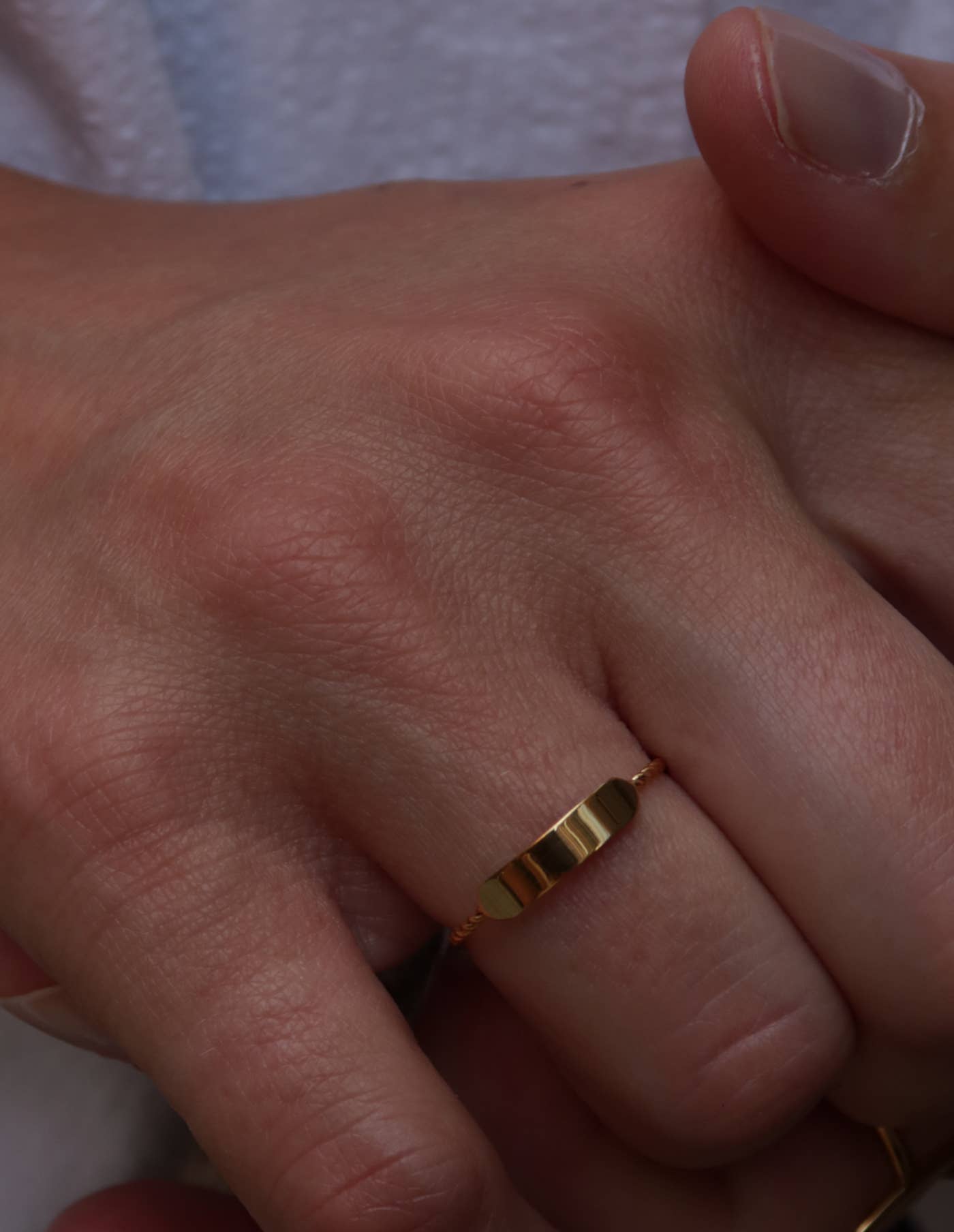 Nordic Muse - Gold Delicate Plaque Ring, Waterproof