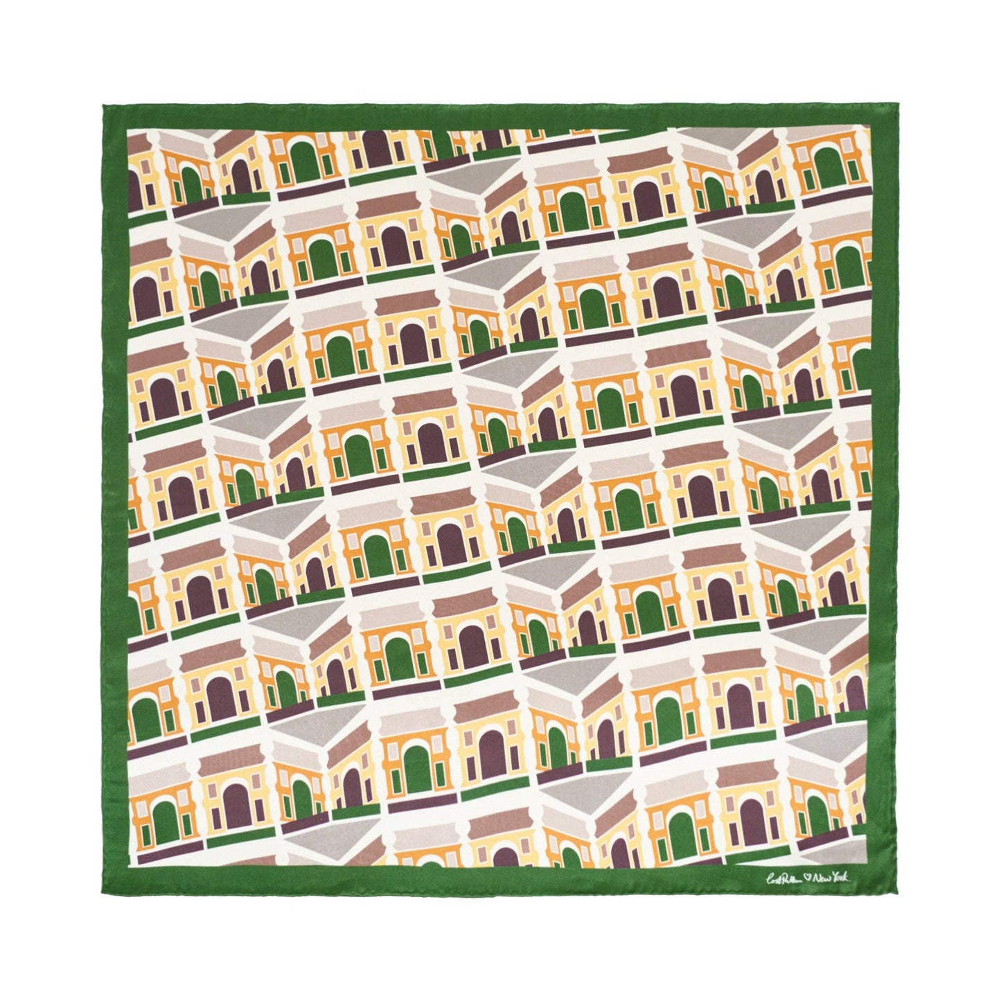 Lost Pattern NYC - Square Arch Silk Bandana Scarf, Green