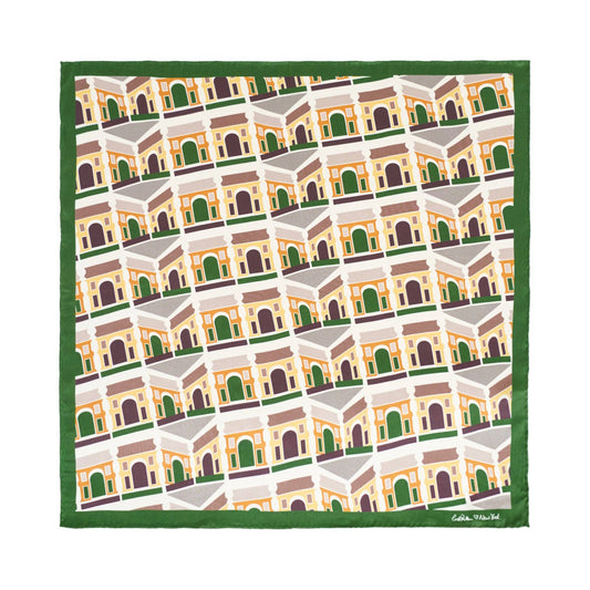 Lost Pattern NYC - Square Arch Silk Bandana Scarf, Green