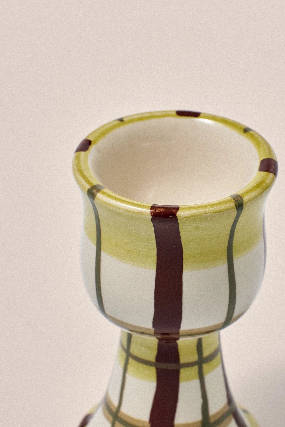 Damson Madder - Egg Cups, Chartreuse Check/Olive Stripe