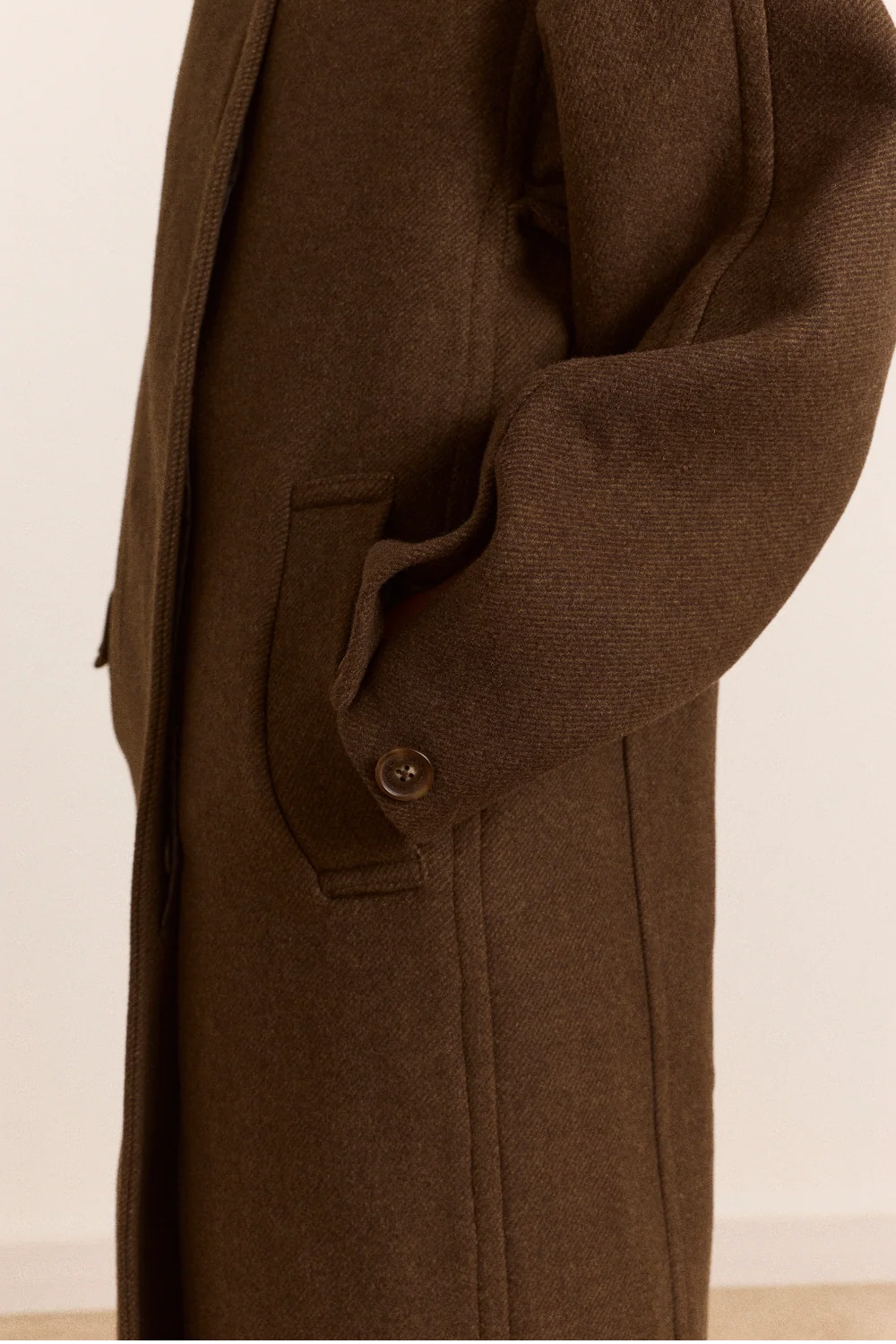 Damson Madder - Agnes Wool Coat, Chocolate