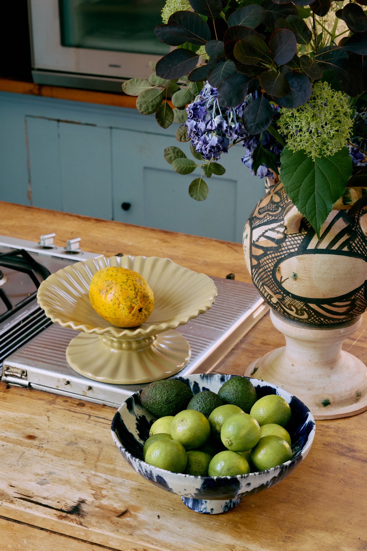 HKLIVING - Ceramic Bowl on Base, Indigo