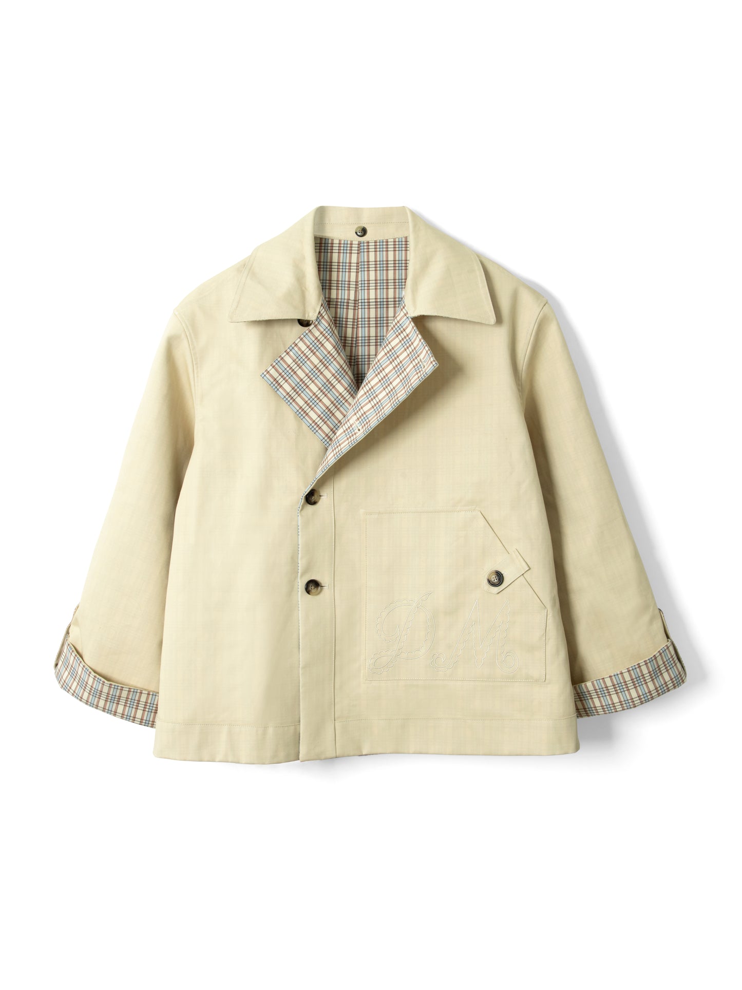 Damson Madder - Jerry Reversible Crop Trench, Ginger Check