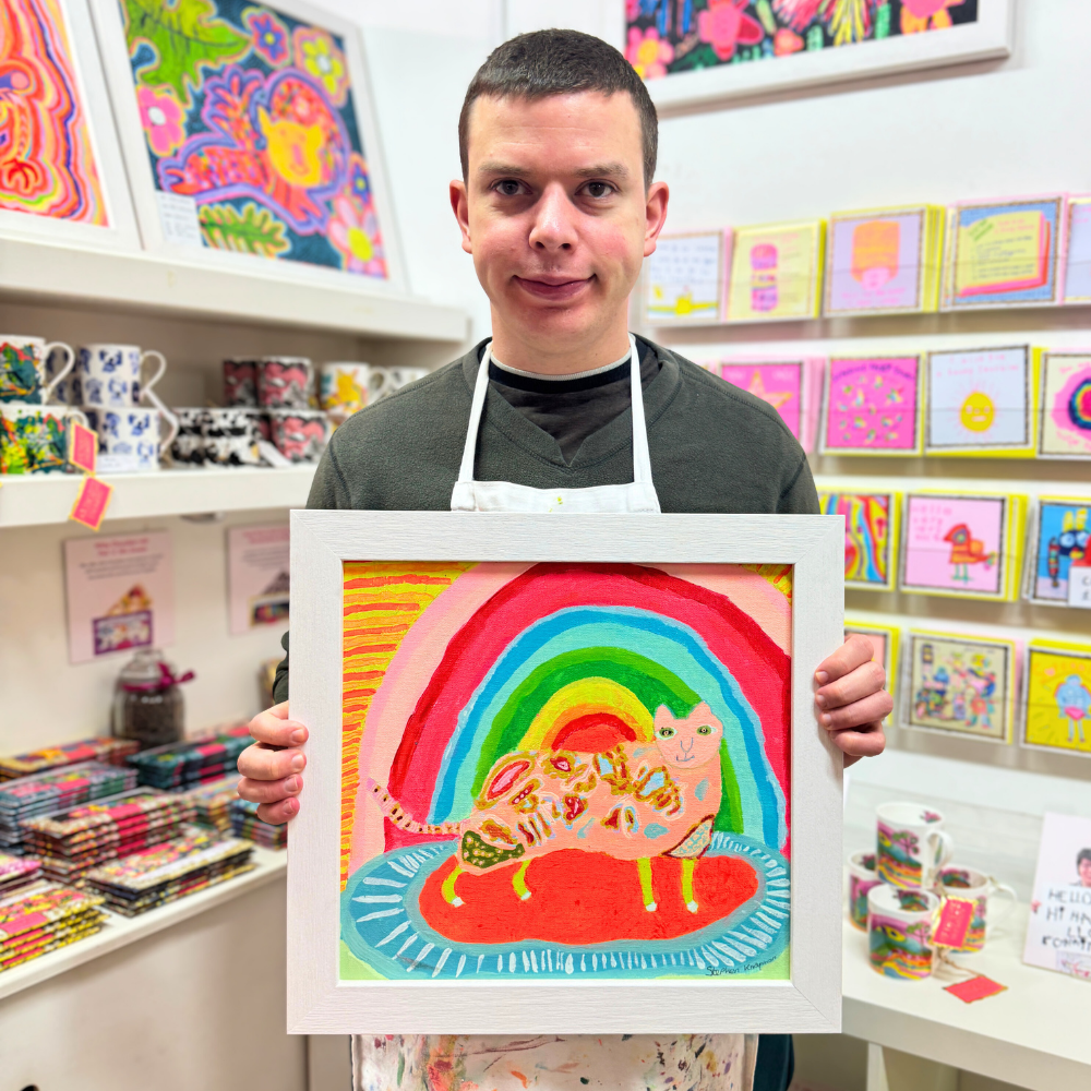 Arthouse Unlimited - Rainbow Cat, Greetings Card