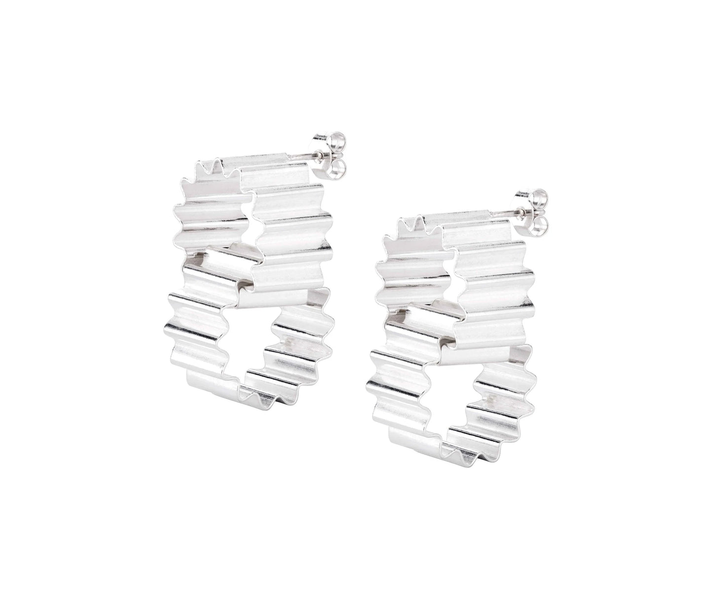 Olivia Taylor - Mini Double-Link Ondulée Earrings, Silver