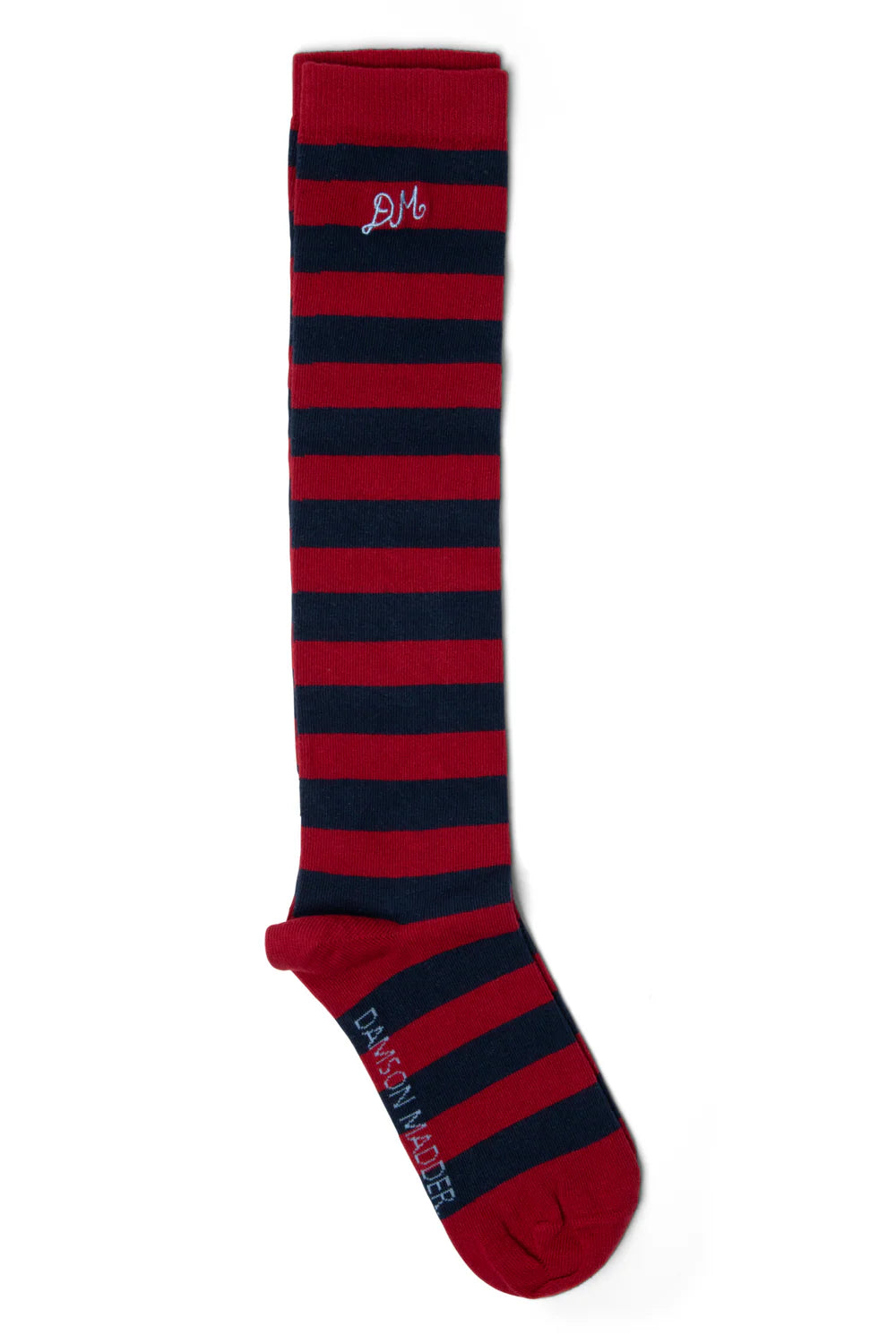 Damson Madder - Knee High Stripe Socks, Red/Navy