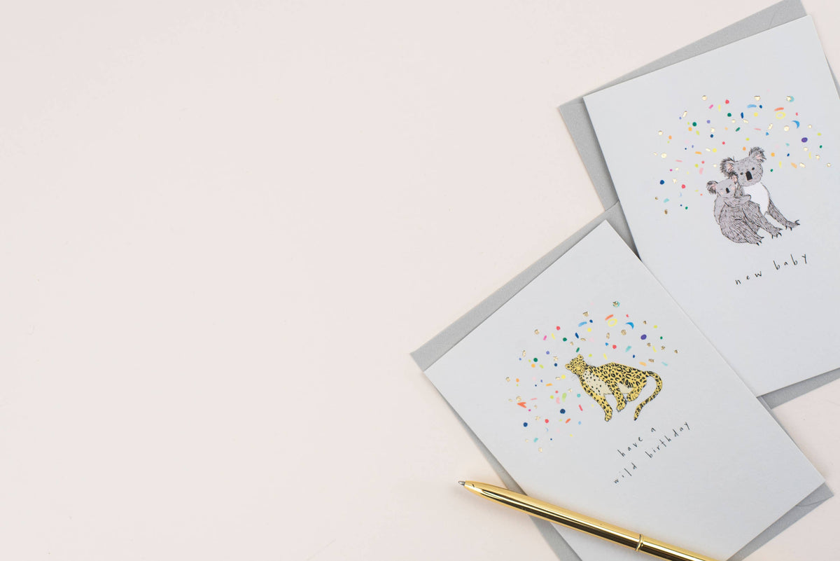 Katie Housley - Hand Finished Card, New Baby Koala