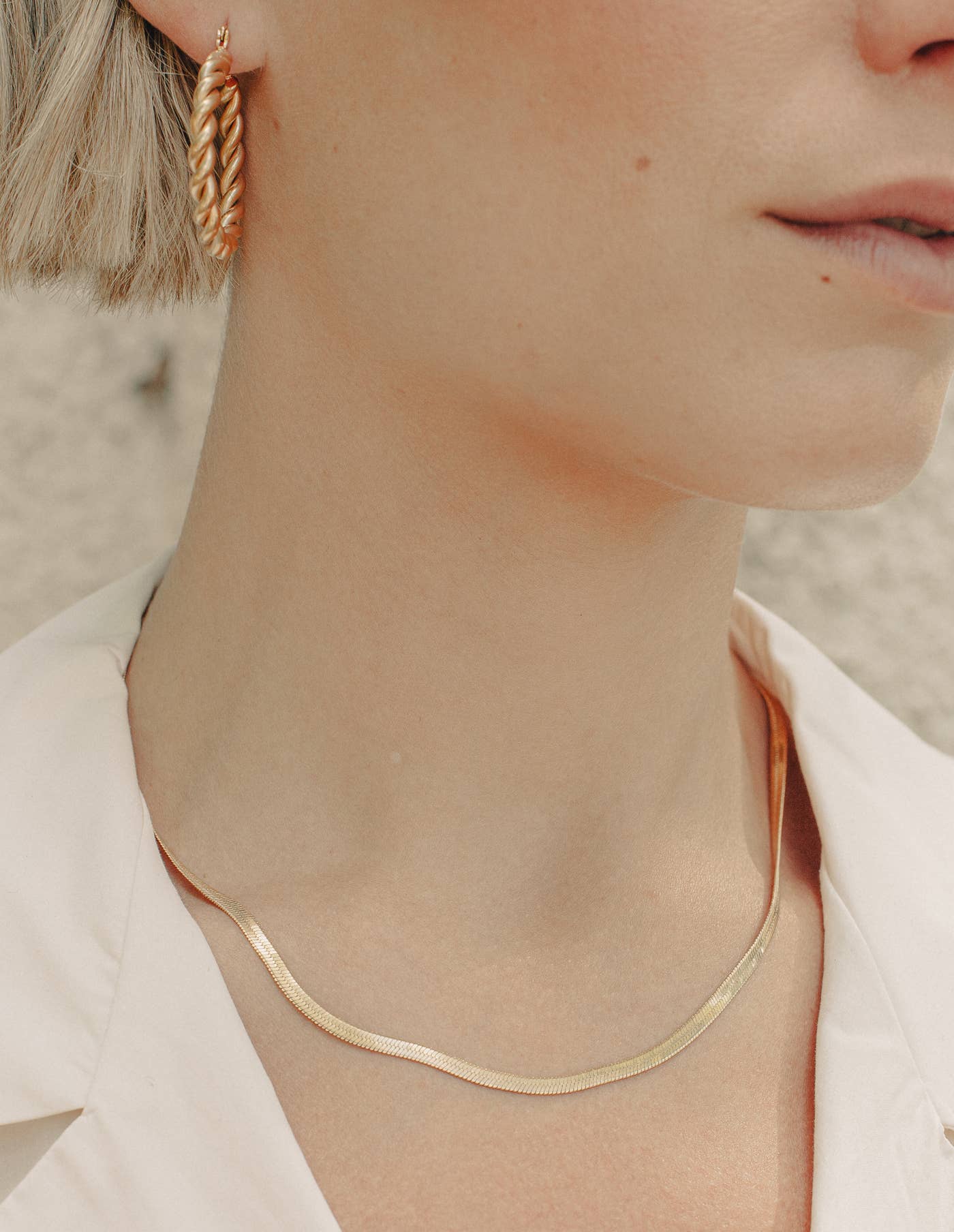 Nordic Muse -  Gold Snake Chain Choker Necklace