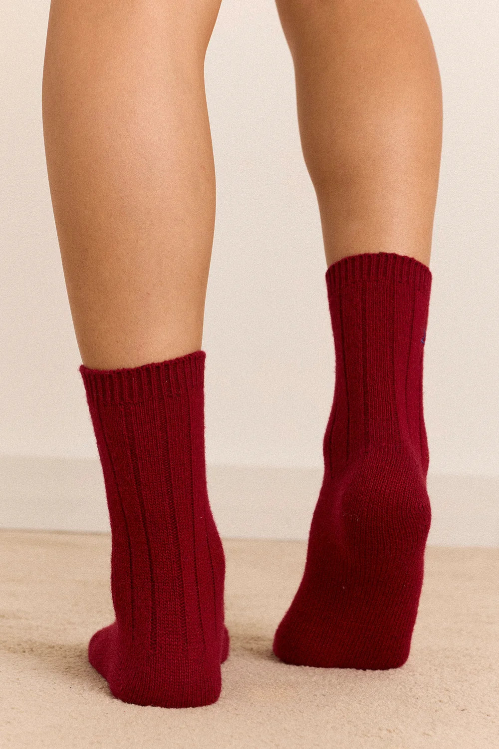 Damson Madder - Ribbed Cosy Socks, Burgundy