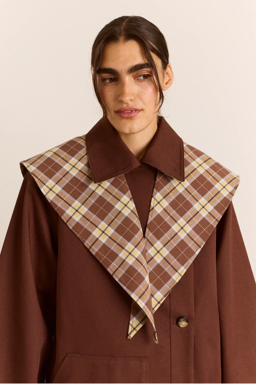 Damson Madder - Reversible Longline Jerry Trench, Chocolate