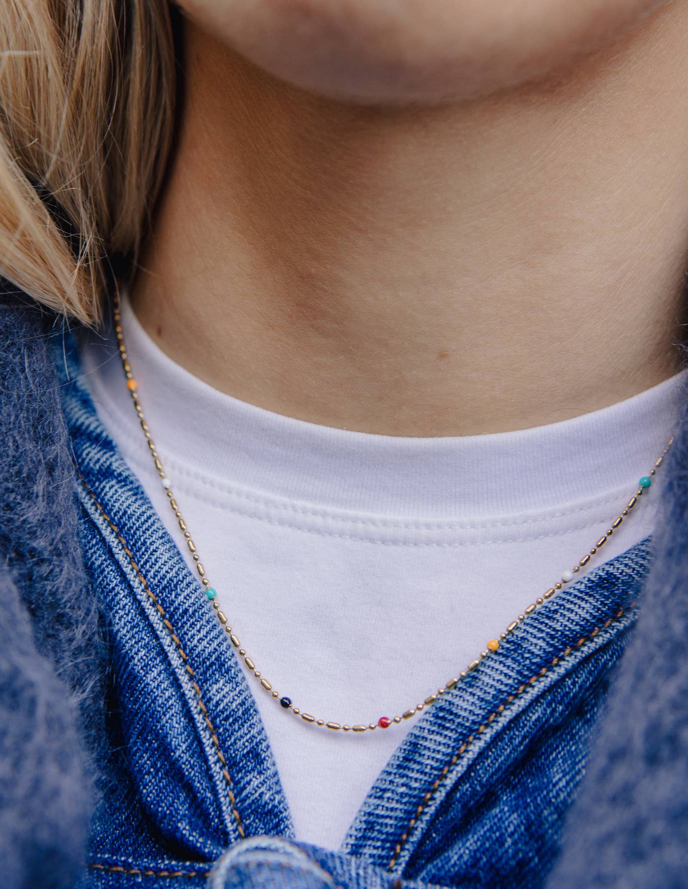 Nordic Muse - Rainbow Beaded Necklace, Gold