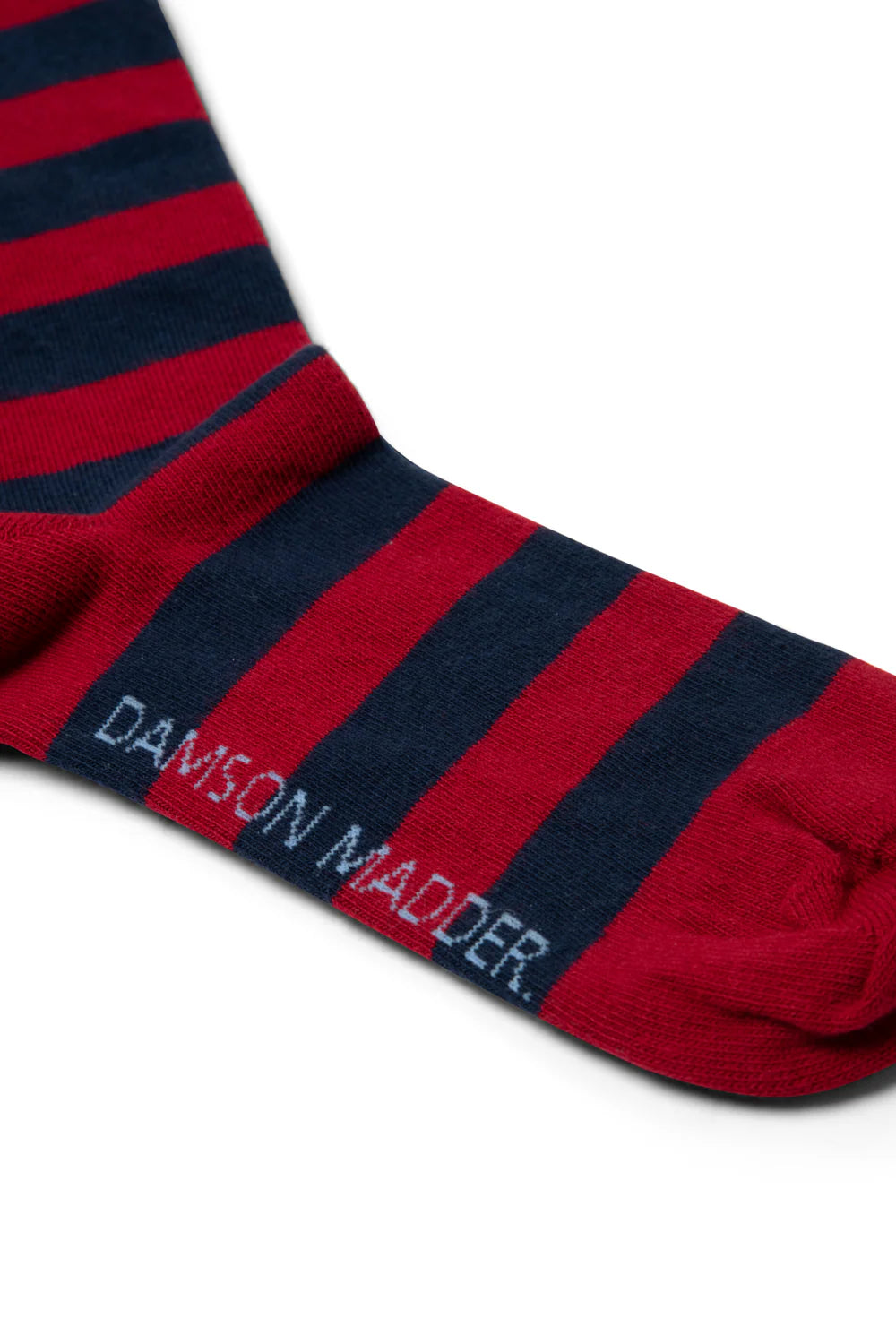 Damson Madder - Knee High Stripe Socks, Red/Navy