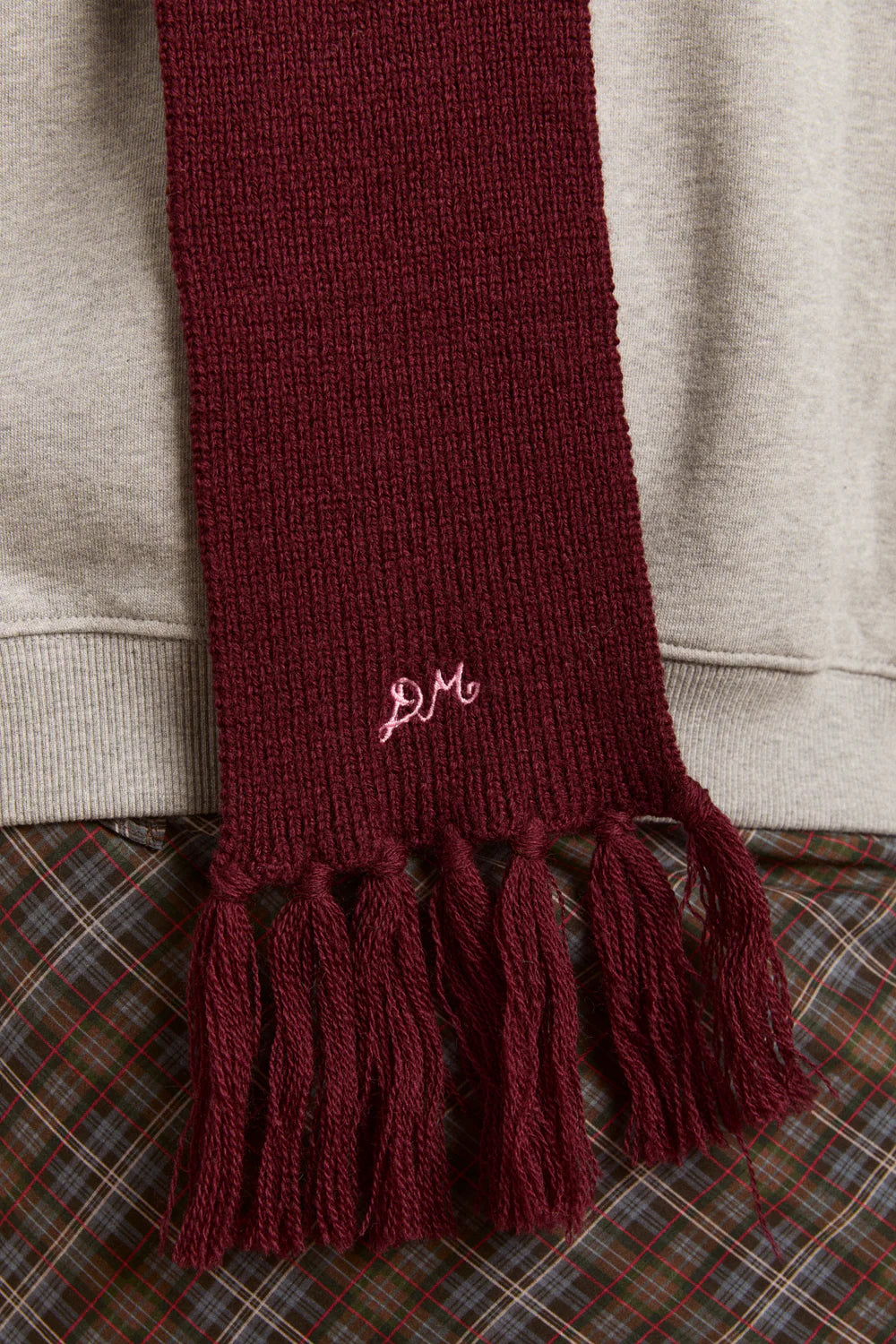 Damson Madder - Tassel Hooded Scarf, Burgundy