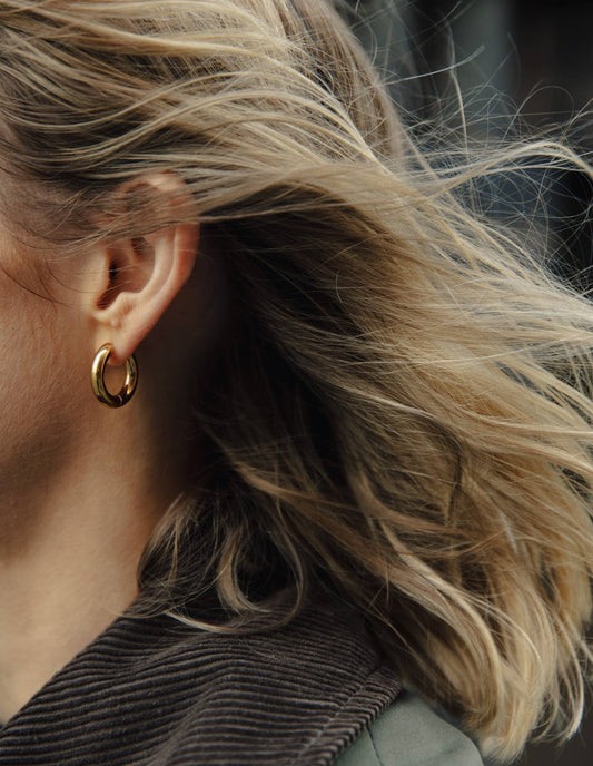 Nordic Muse -  Gold Medium Bold Hoop Earrings