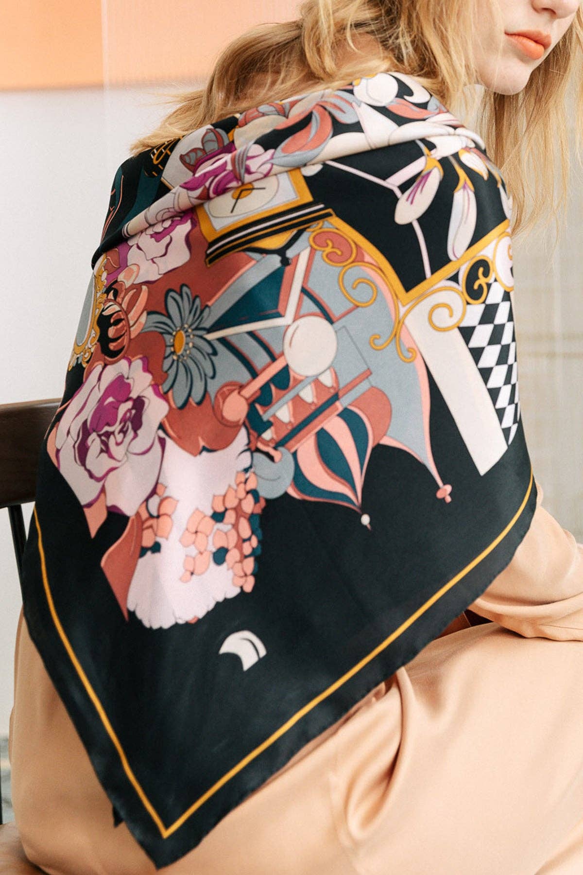 Lost Pattern NYC - Vintage Blooms  Large Silk Square Scarf