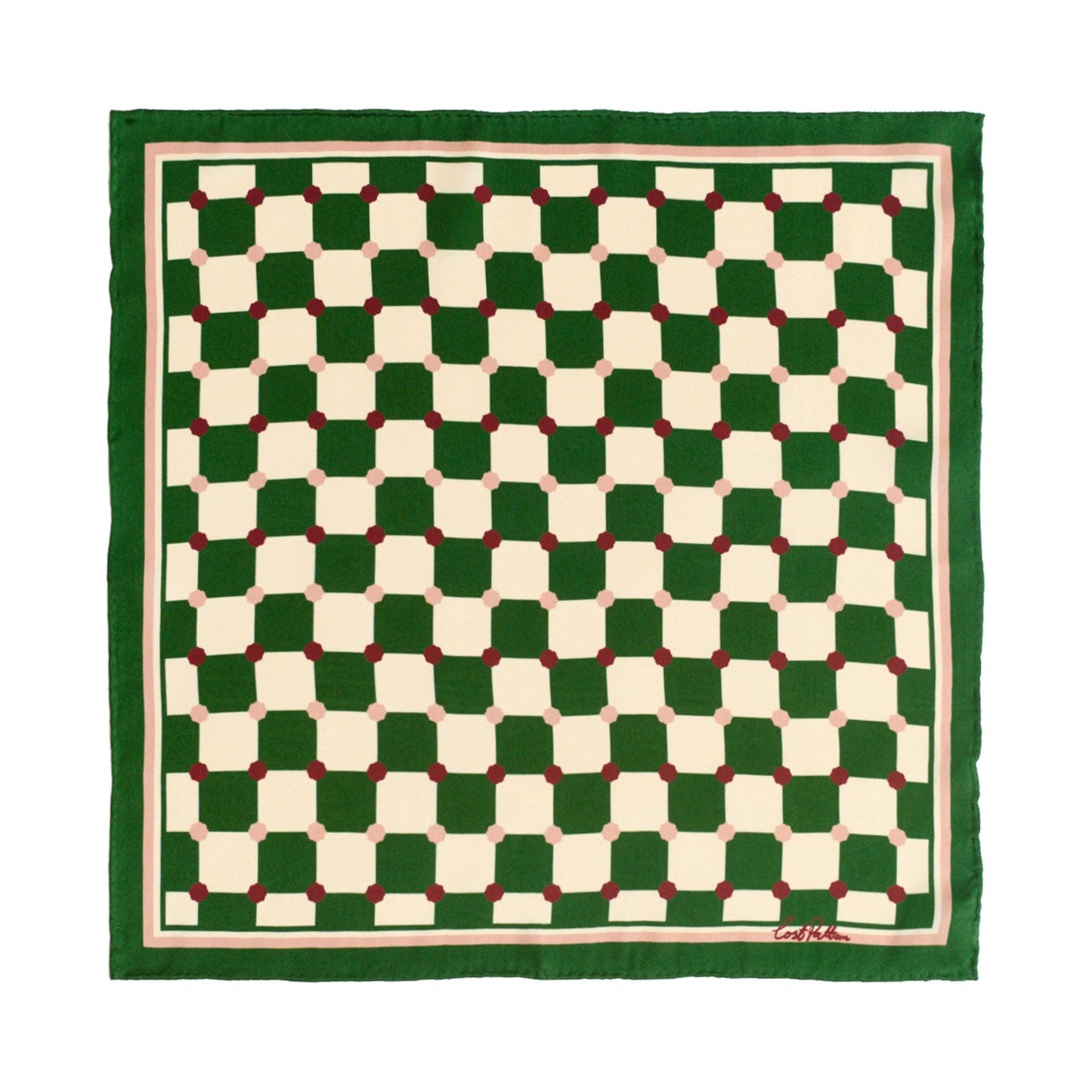 Lost Pattern NYC - Checkerboard Silk Pocket Square, Green