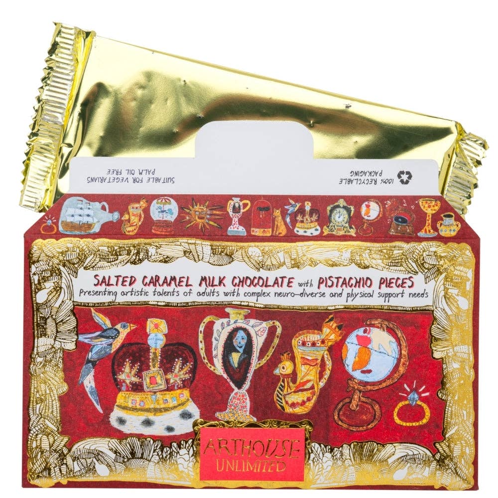 Arthouse - Cabinet of Curiosities, Salted Caramel Milk Chocolate with Pistachio Pieces