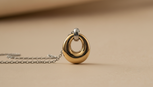 Gold Lunar -  Dainty Modern Loop Necklace