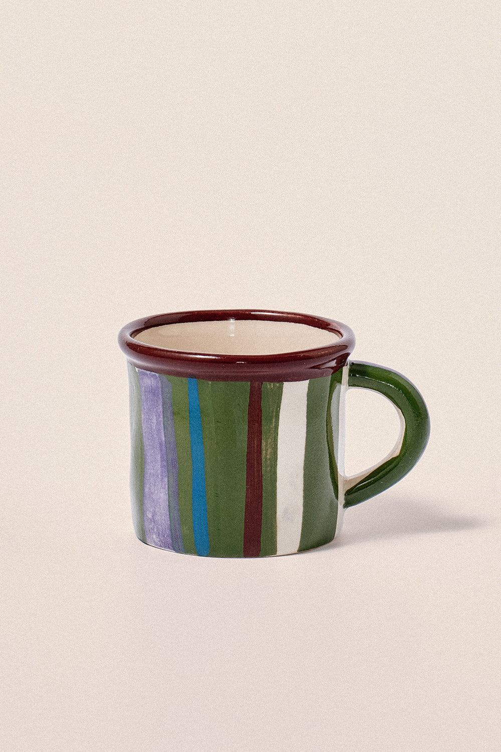 Damson Madder - Espresso Cup, Green Stripe