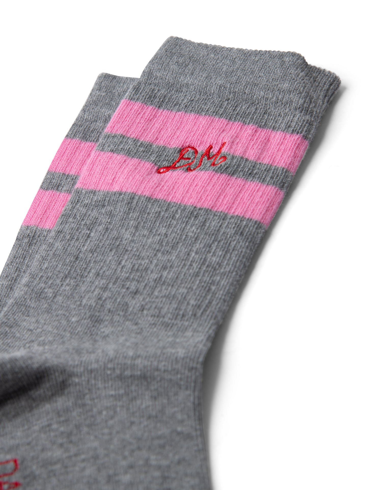 Damson Madder - Sporty Calf Length Sock, Grey/Pink