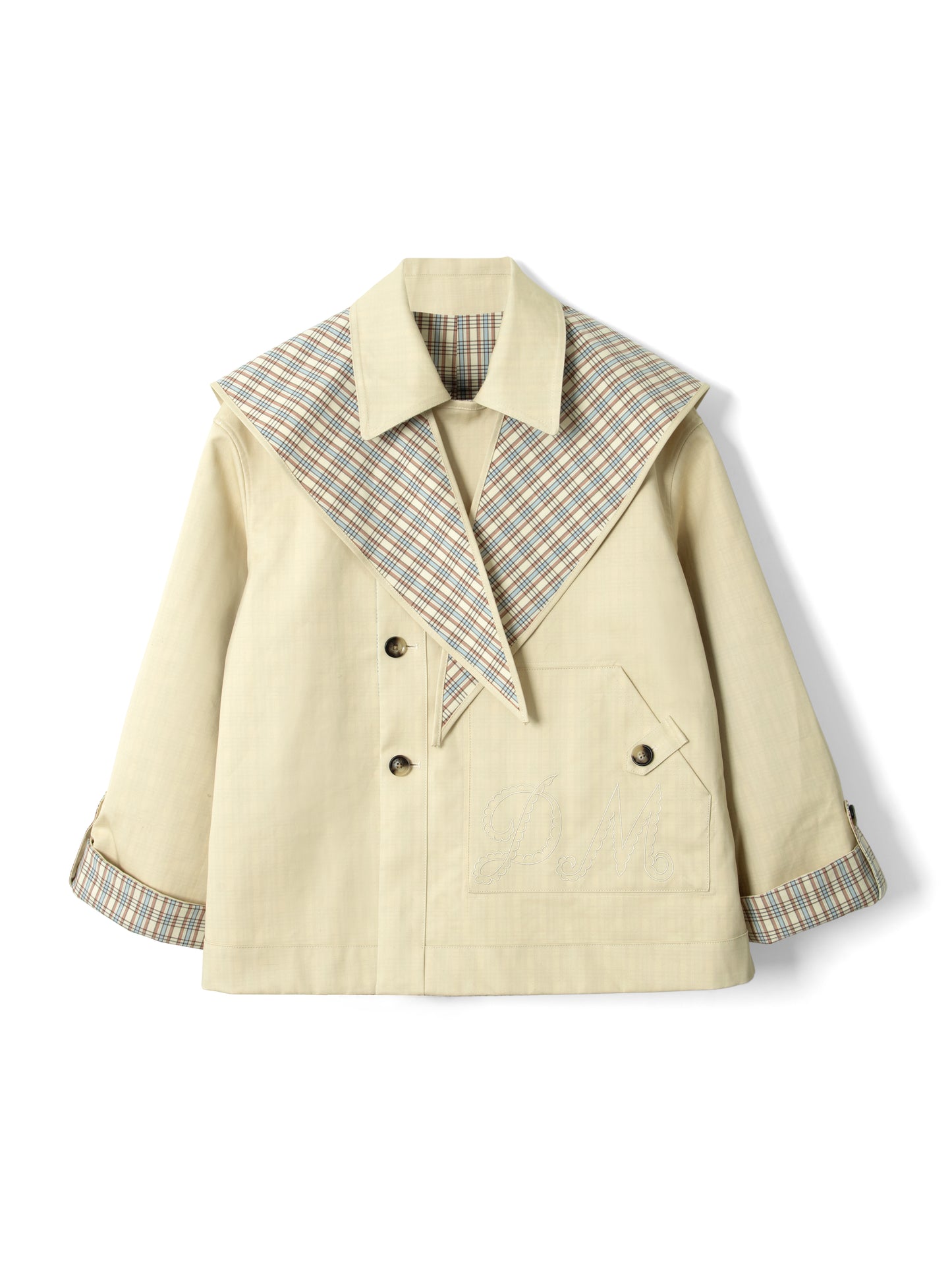 Damson Madder - Jerry Reversible Crop Trench, Ginger Check