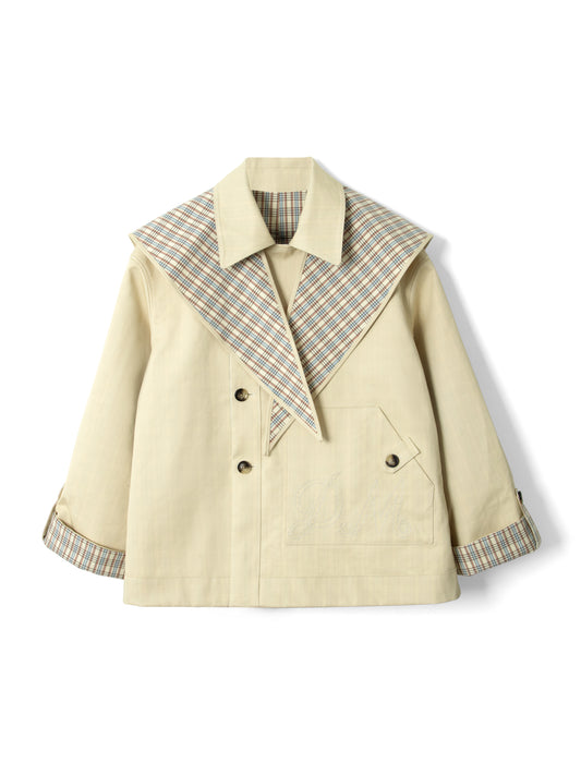 Damson Madder - Jerry Reversible Crop Trench, Ginger Check
