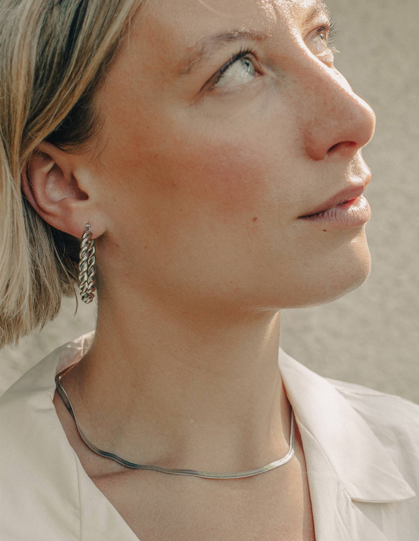 Nordic Muse - Silver Snake Chain Choker Necklace, Waterproof