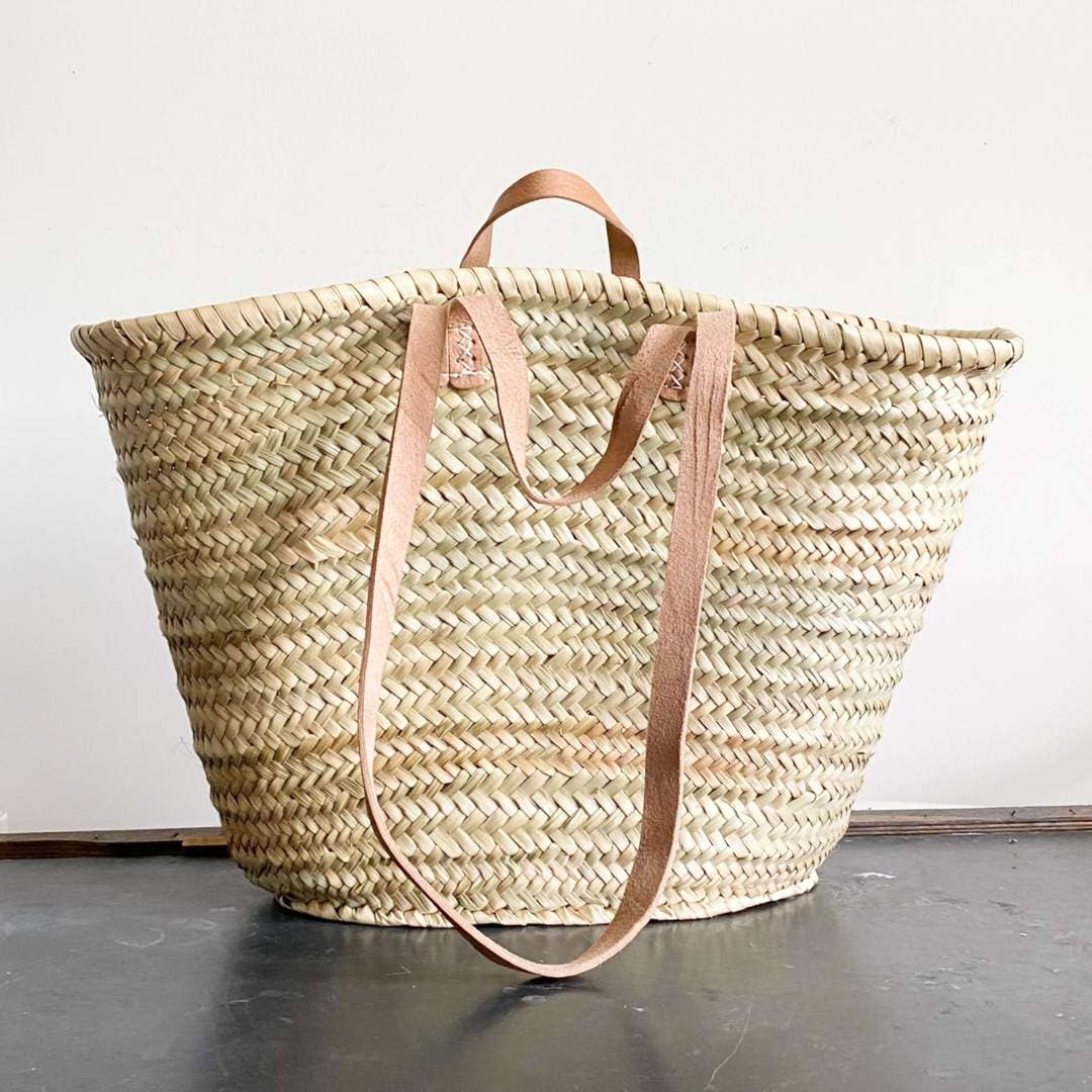 Marrakesh Living - Handmade Straw Bag with Leather Handles -  French Market Bag