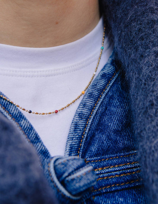 Nordic Muse - Rainbow Beaded Necklace, Gold