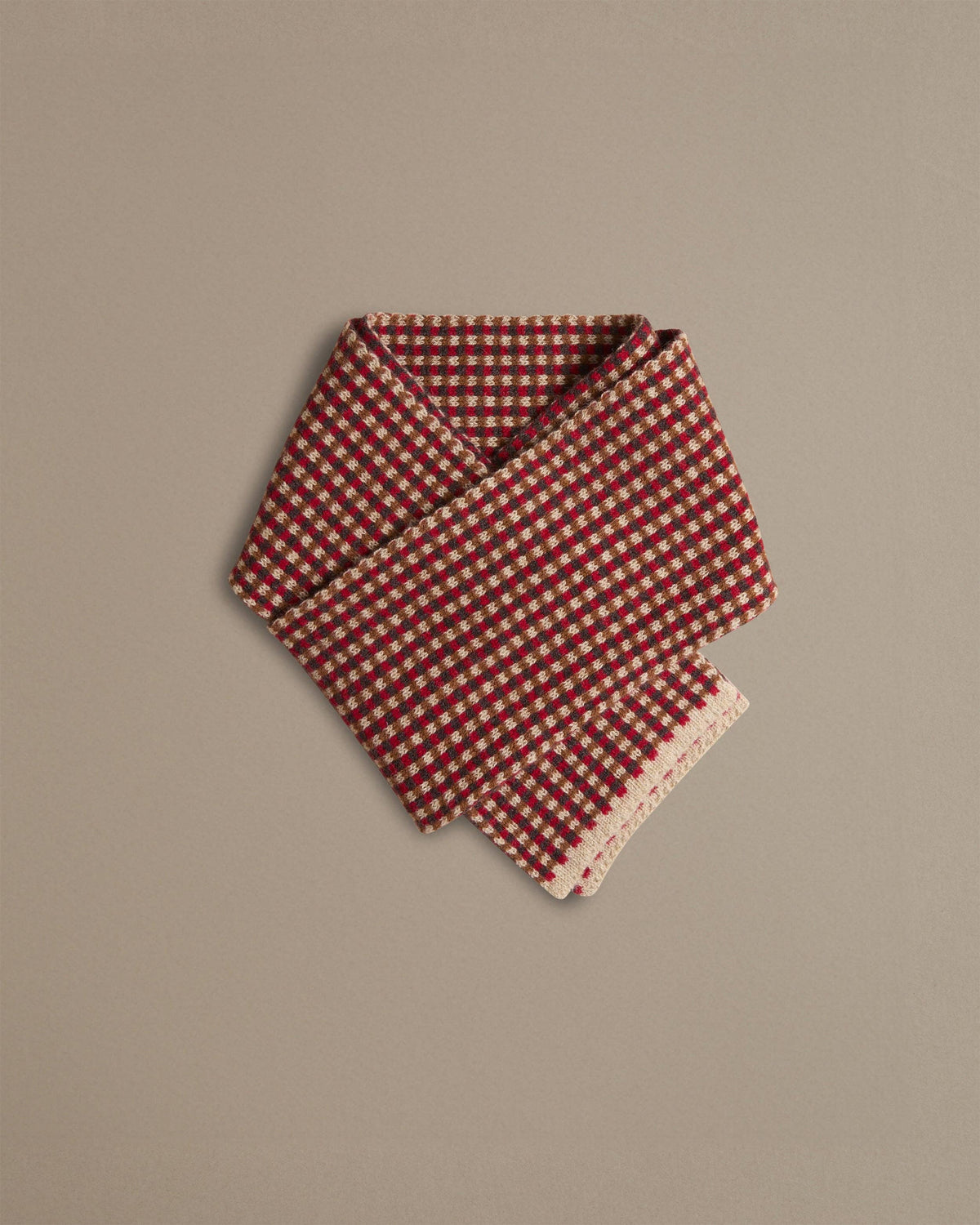 Rove Knitwear - Small Check Scarf, Red