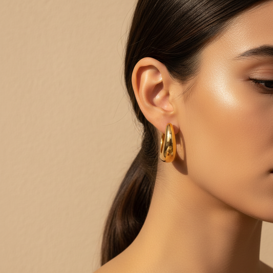Gold Lunar -  Dome Hoop Earrings