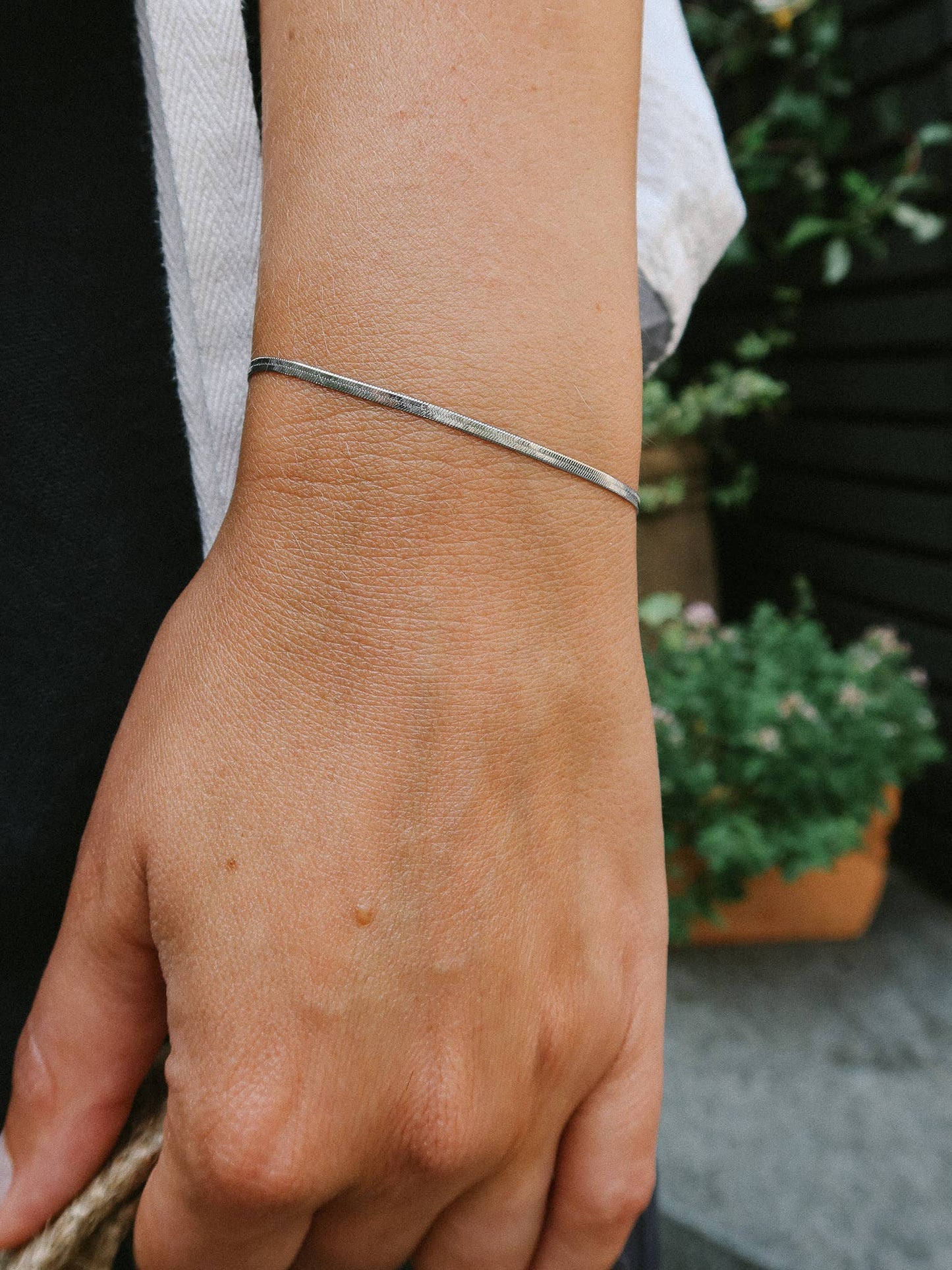 Nordic Muse - Silver 2mm Snake Chain Bracelet, Waterproof