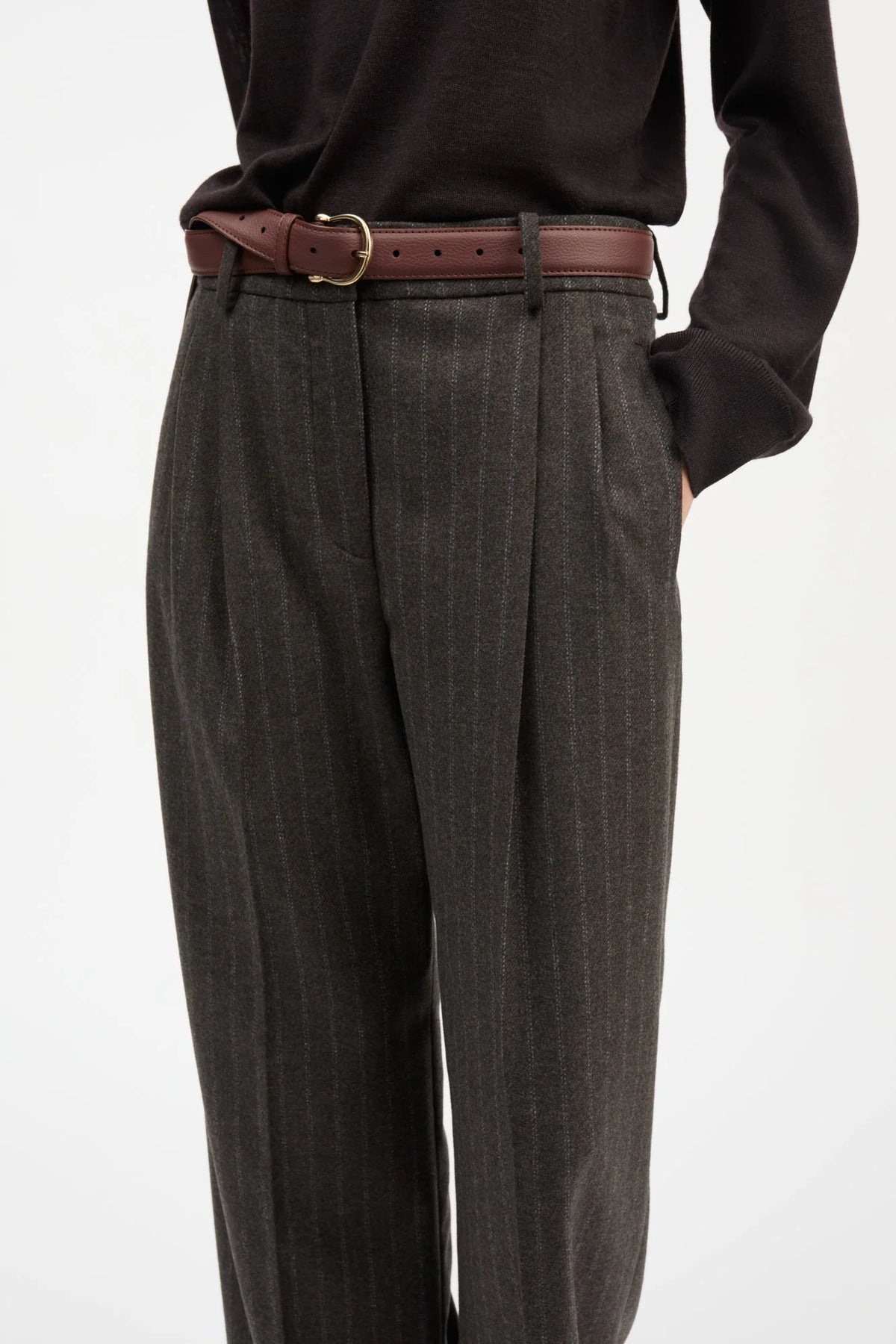 Skall Studio - Harry Trousers, Brown/Black Pinstripe