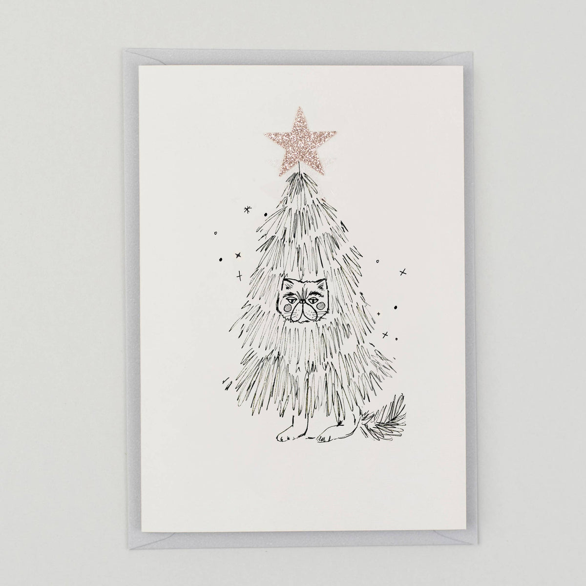 Katie Housley - Hand Finished Christmas Card, Festive Cat
