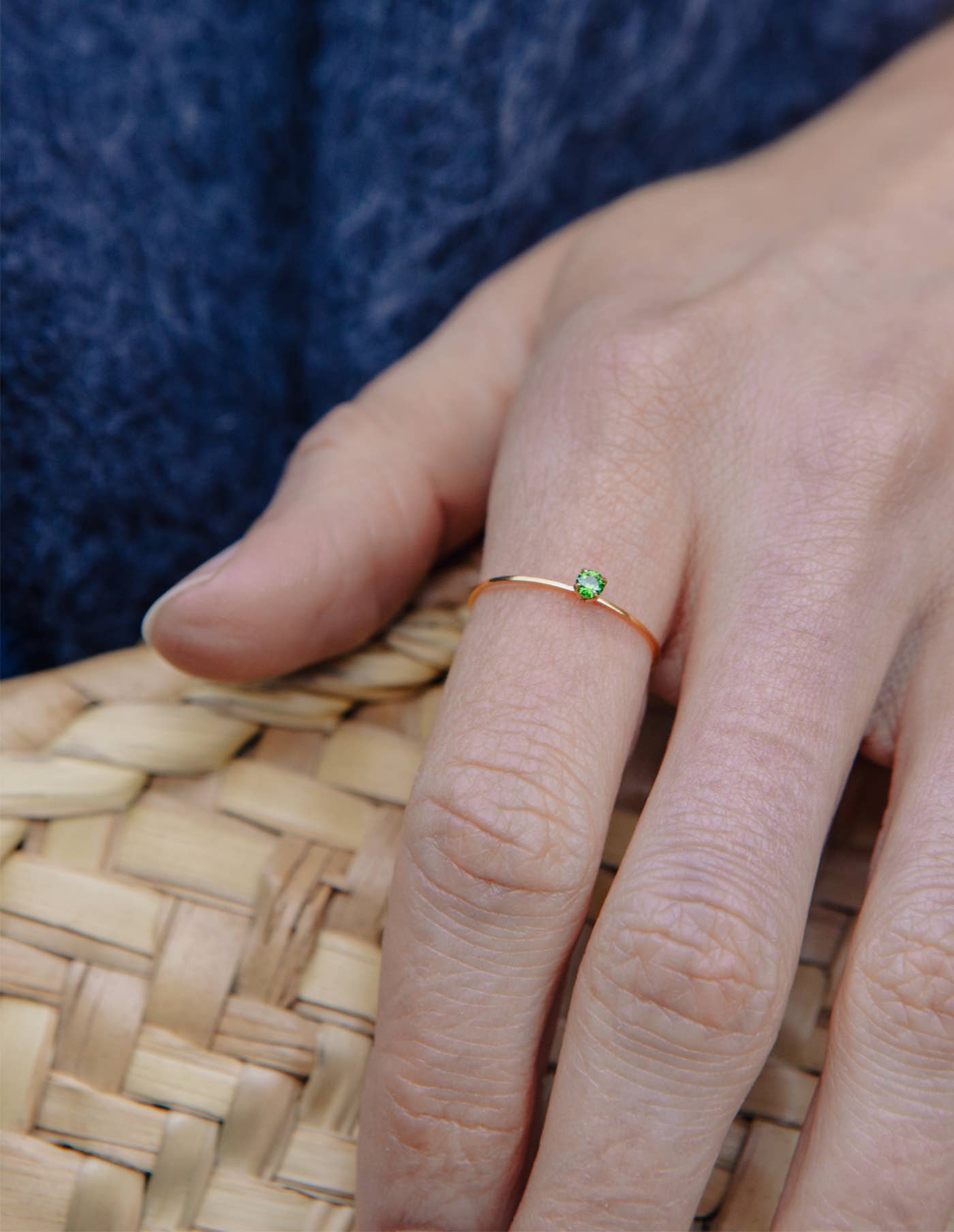 Nordic Muse - Gold Dainty Green Gemstone Ring
