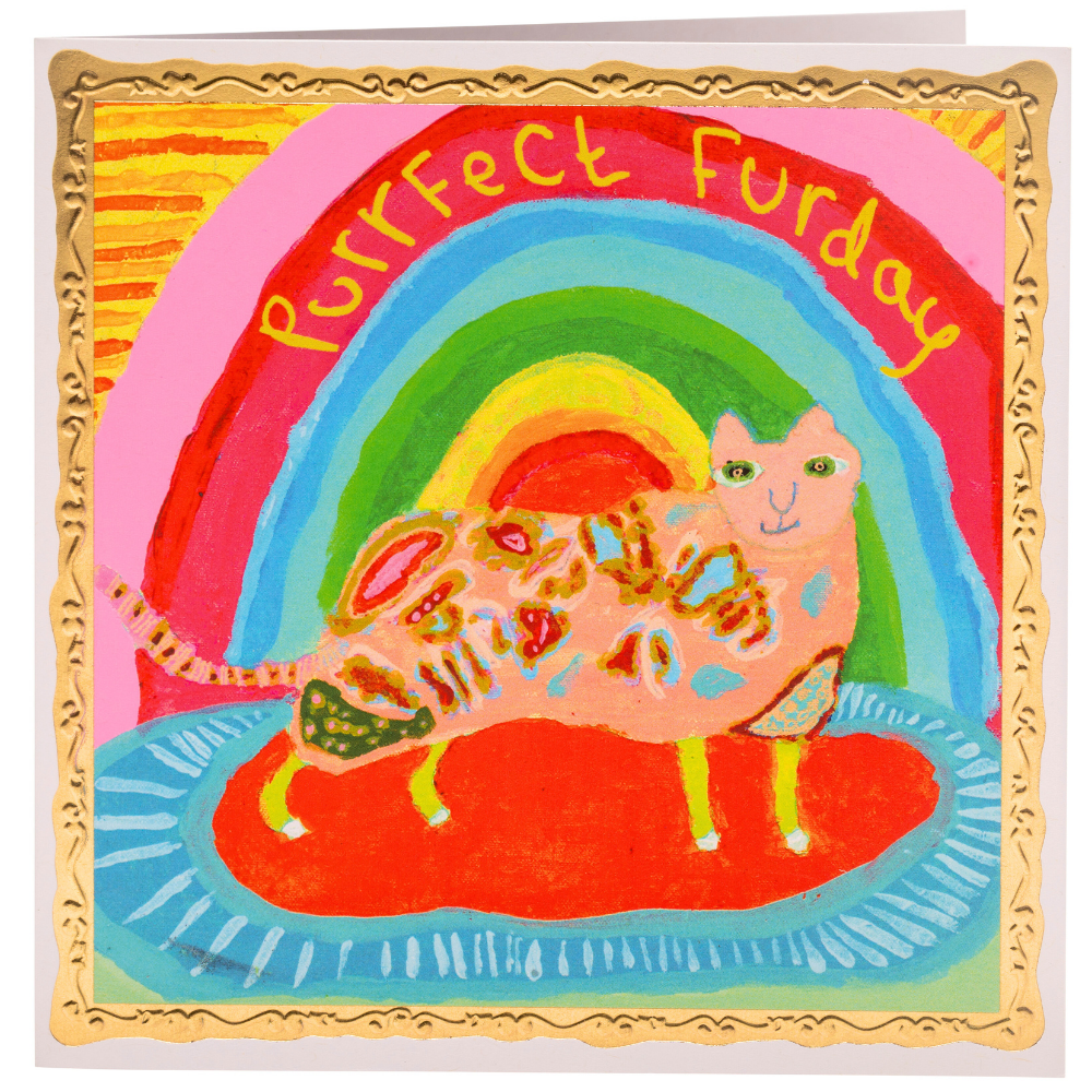 Arthouse Unlimited - Rainbow Cat, Greetings Card