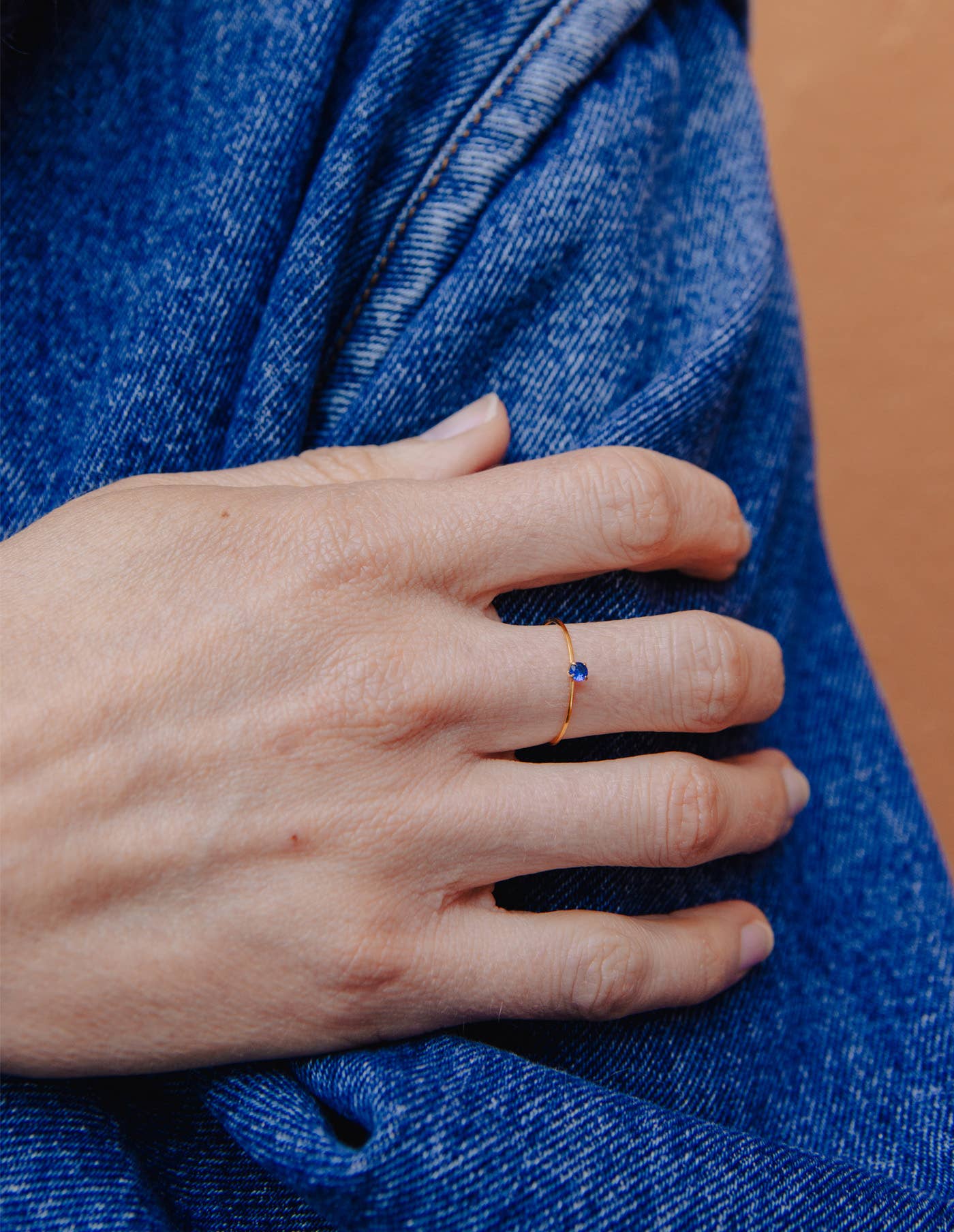 Nordic Muse - Gold Dainty Blue Gemstone Ring
