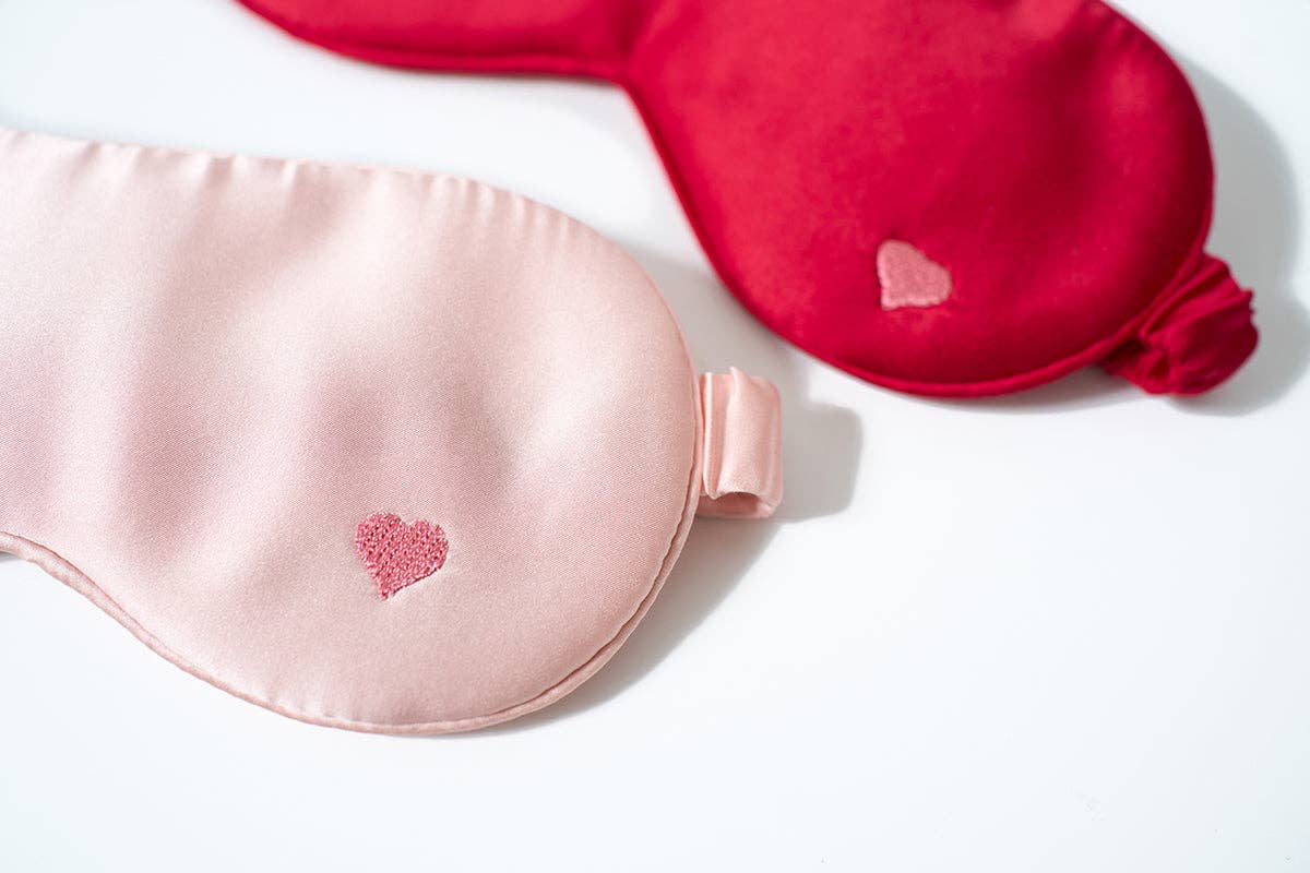 Lost Pattern NYC - Love Heart Silk Sleep Eye Mask - Pink