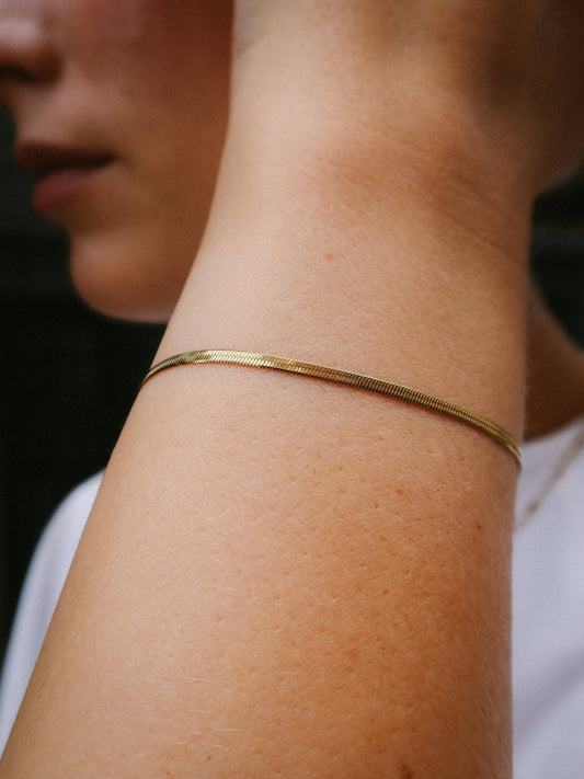 Nordic muse - Gold 2mm Snake Chain Bracelet, Waterproof