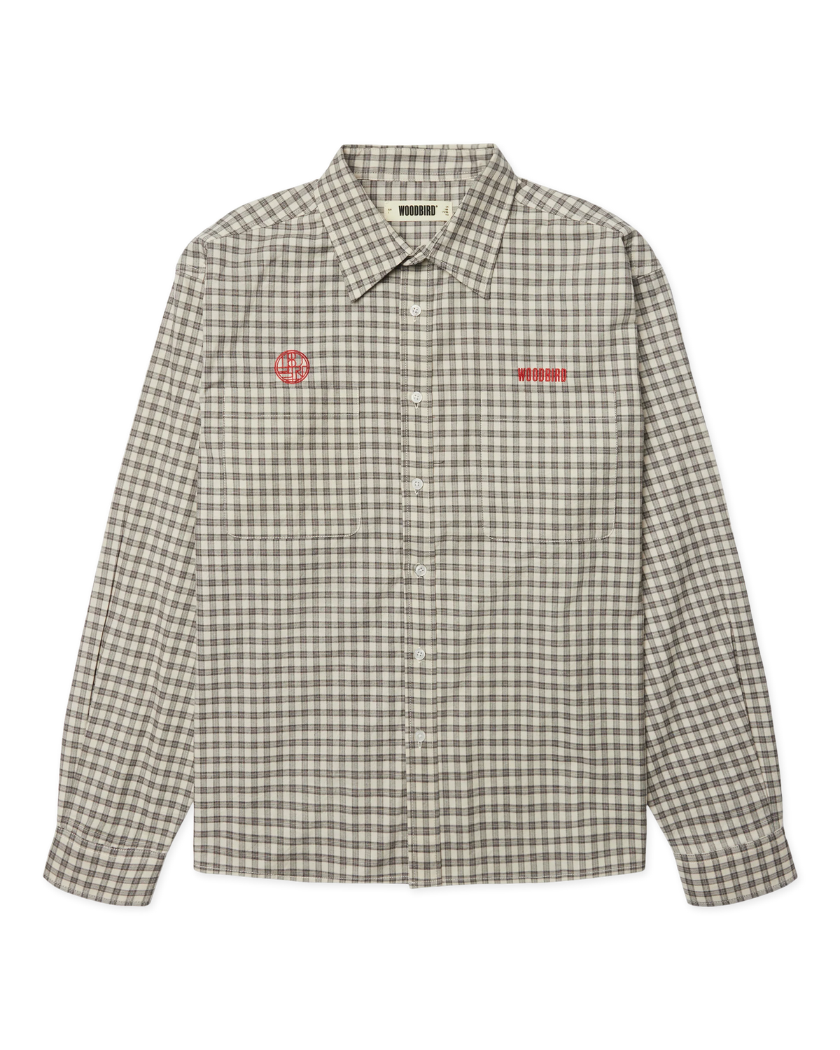 WOODBIRD - Buzo Embroidered Check Shirt, Off White
