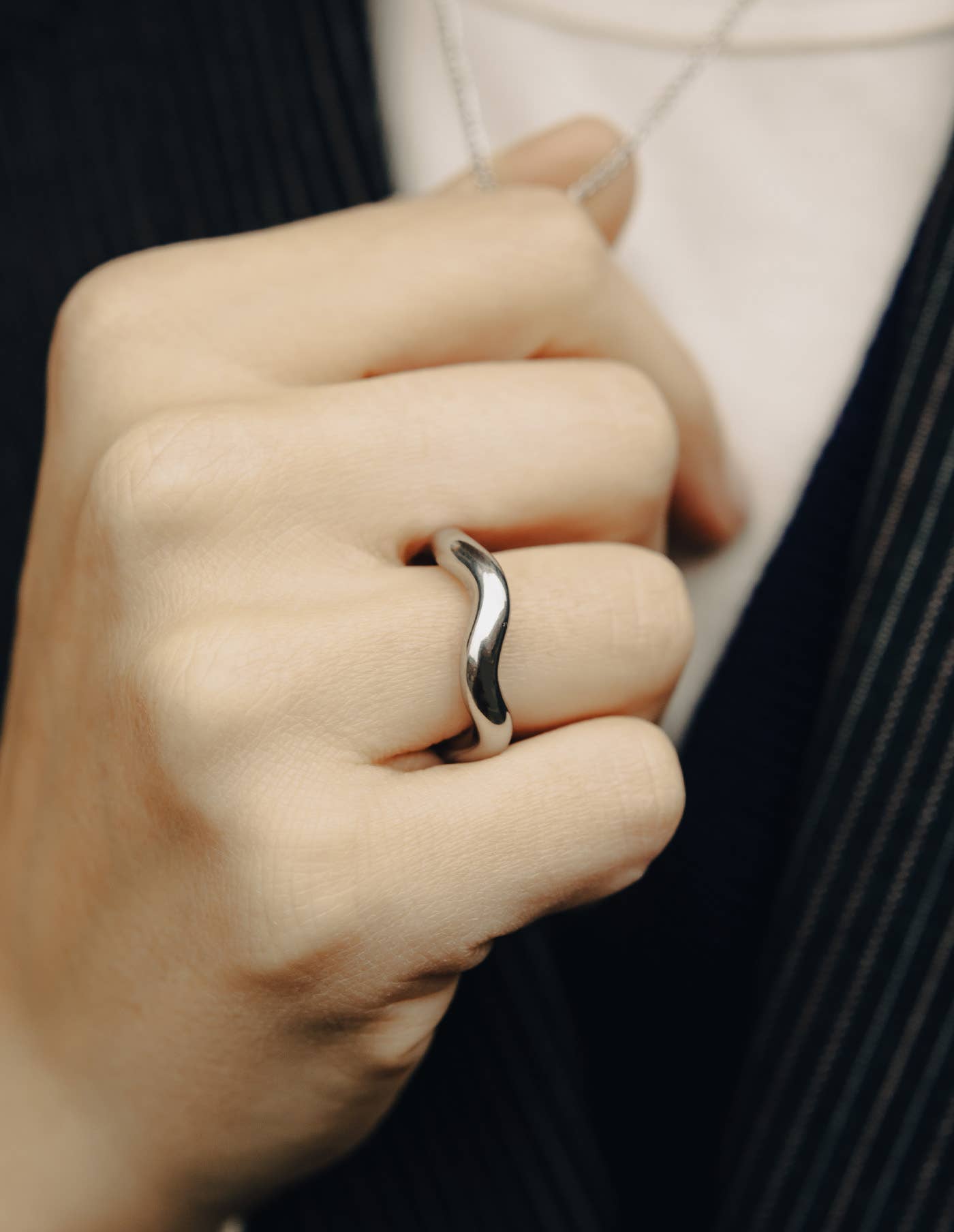 Nordic Muse Silver Irregular Band Ring